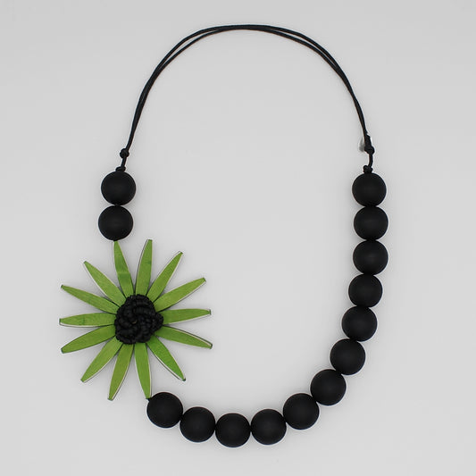 Chunky Green Flower Statement Necklace
