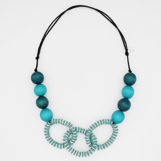 Aqua beaded Link Necklace