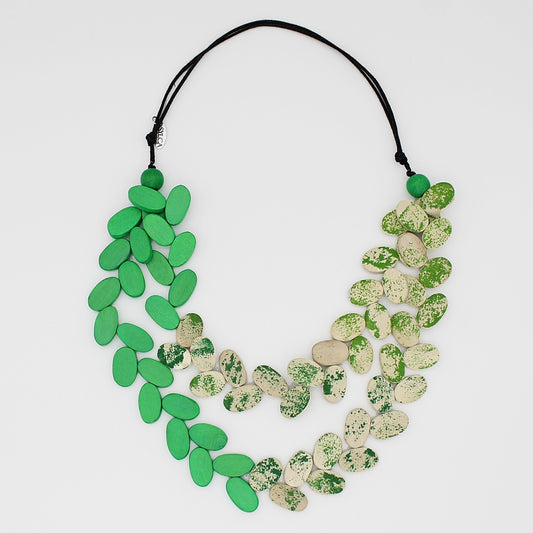 Green Splatter Double Strand Necklace
