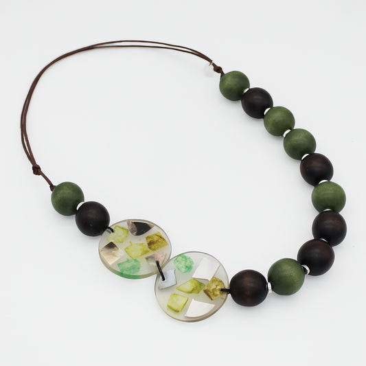 Olive and Brown Prism Necklace - Sylca Designs - Chunky Jewelry