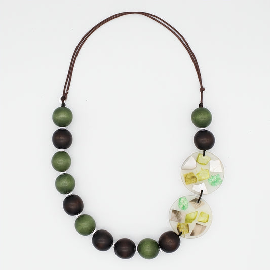 Olive and Brown Prism Necklace - Sylca Designs - Chunky Jewelry