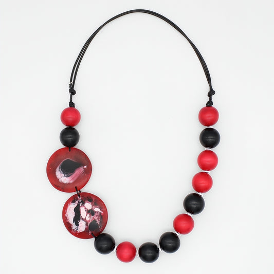 Black Crimson Marble Necklace
