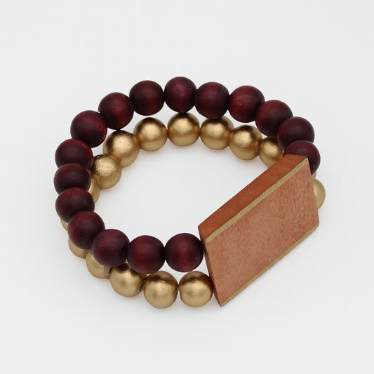 Peach Bar and Bead Bracelet - Sylca Designs - Chunky Jewelry