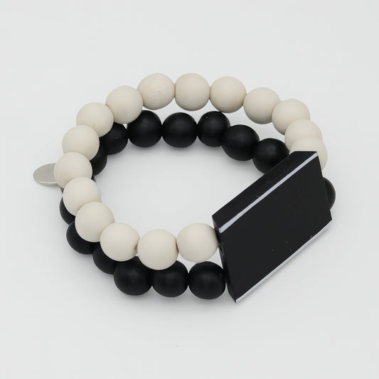 Black Bar and Bead Bracelet - Sylca Designs - Chunky Jewelry