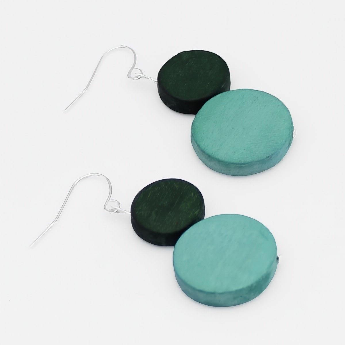 Green Georgie Two Bead Drop Earrings - Sylca Designs - Chunky Jewelry