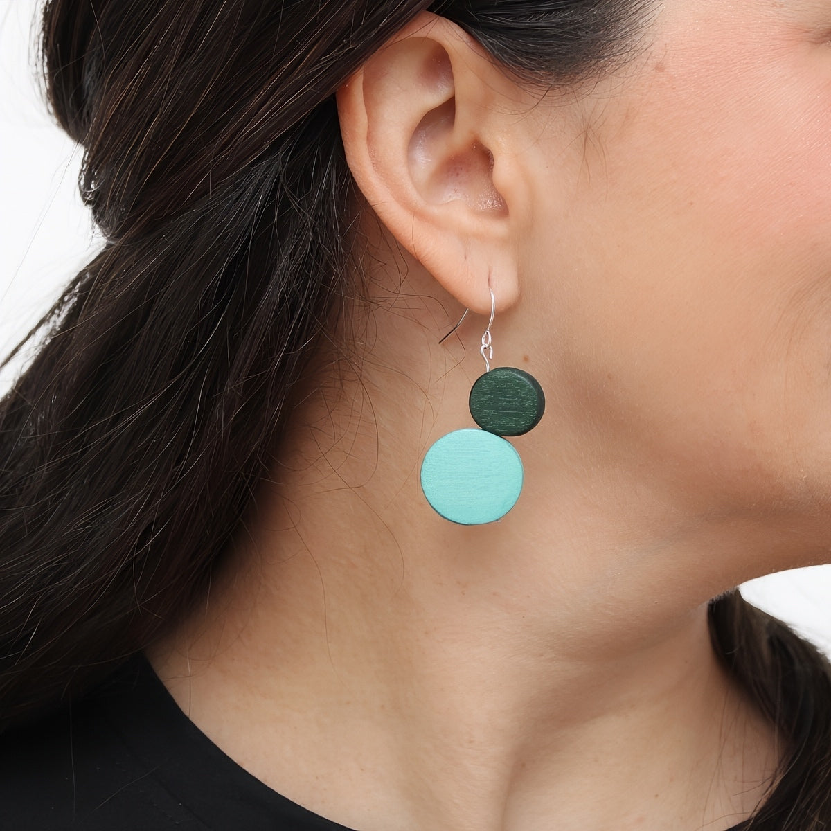 Green Georgie Two Bead Drop Earrings - Sylca Designs - Chunky Jewelry