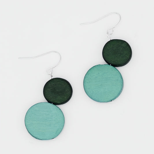 Green Georgie Two Bead Drop Earrings - Sylca Designs - Chunky Jewelry