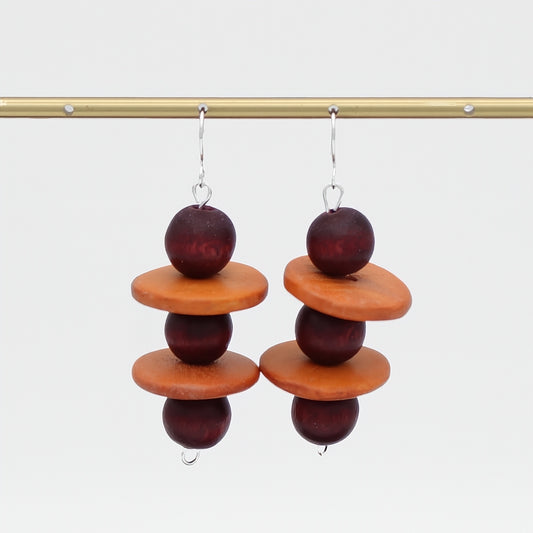 Brown and Orange Contemporary Earring - Sylca Designs - Chunky Jewelry