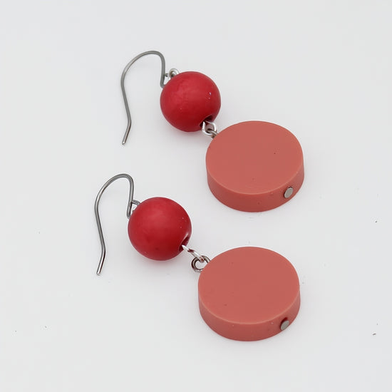 Peach Duo Dangles Earring - Sylca Designs - Chunky Jewelry