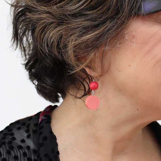 Peach Duo Dangles Earring - Sylca Designs - Chunky Jewelry