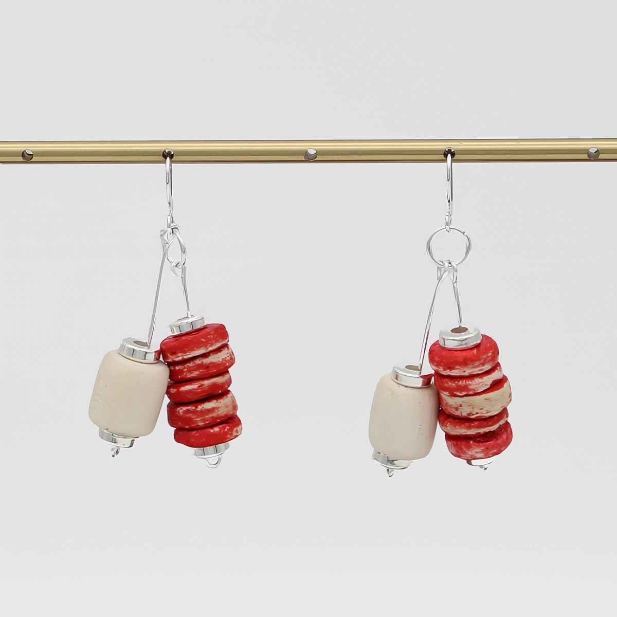 Red Duel Drop Earring - Sylca Designs - Chunky Jewelry