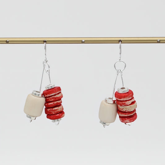 Red Duel Drop Earring - Sylca Designs - Chunky Jewelry