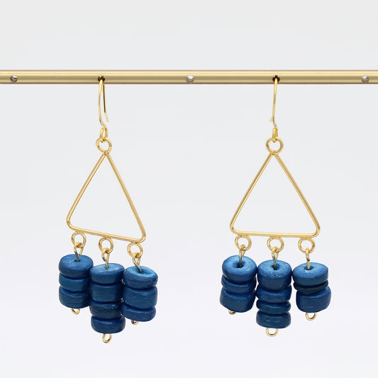 Blue Triangle Dangle Earrings