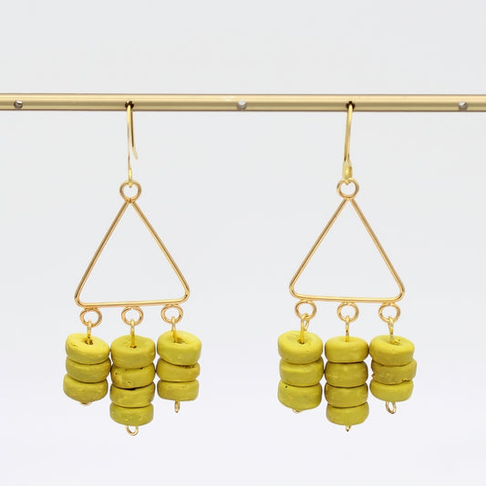 Yellow Triangle Dangle Earrings