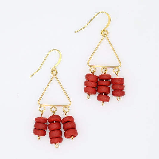 Orange Triangle Dangle Earrings