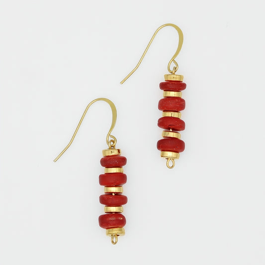 Orange Roca Drop Earrings - Sylca Designs - Chunky Jewelry