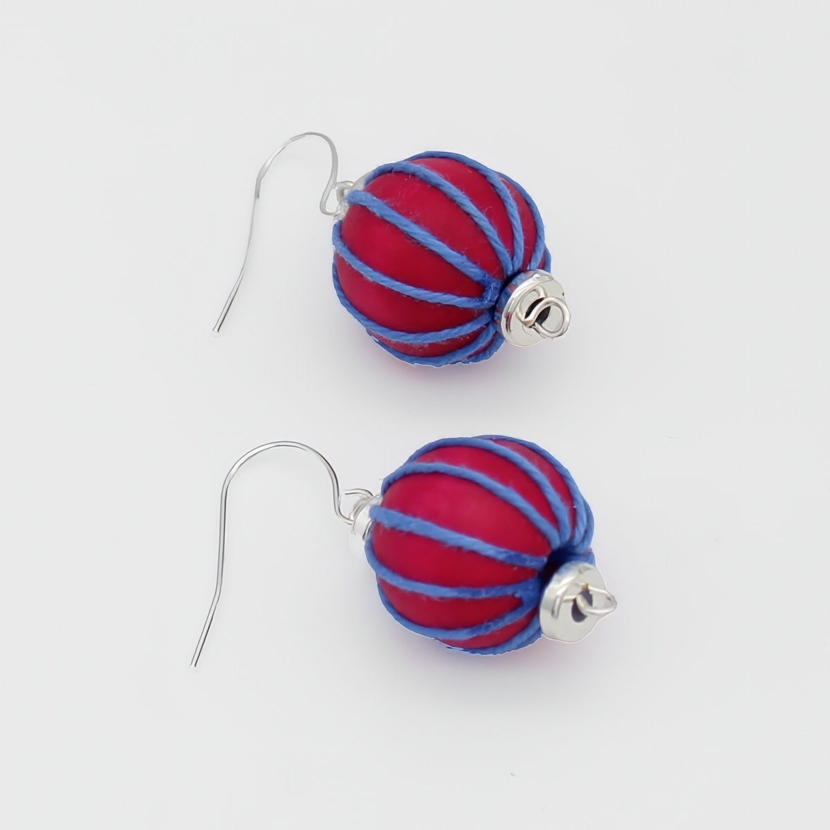 Pink Thread Wrapped Earring - Sylca Designs - Chunky Jewelry