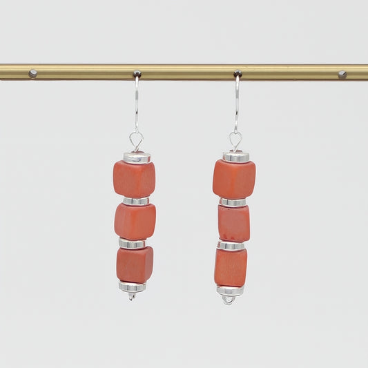 Peach Zuba Cube Earring - Sylca Designs - Chunky Jewelry