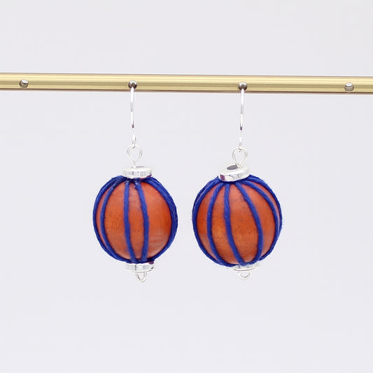Orange Thread Wrapped Earring - Sylca Designs - Chunky Jewelry