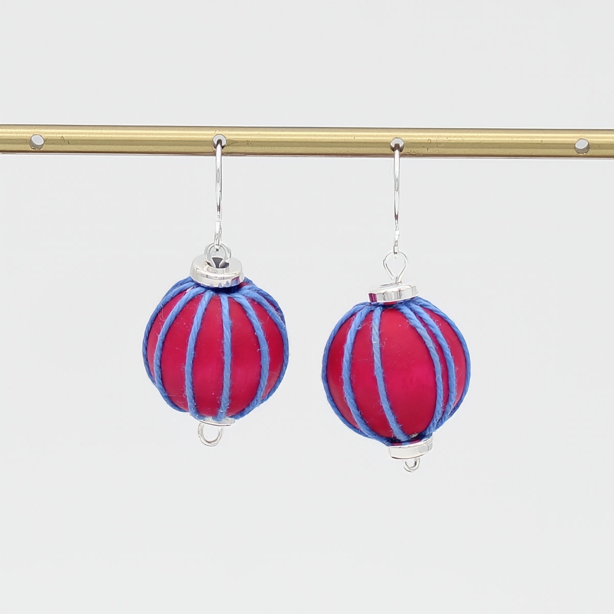 Pink Thread Wrapped Earring - Sylca Designs - Chunky Jewelry