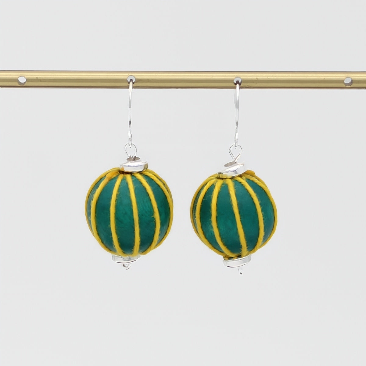 Emerald Thread Wrapped Earring - Sylca Designs - Chunky Jewelry