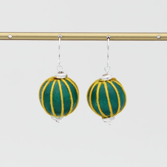 Emerald Thread Wrapped Earring - Sylca Designs - Chunky Jewelry