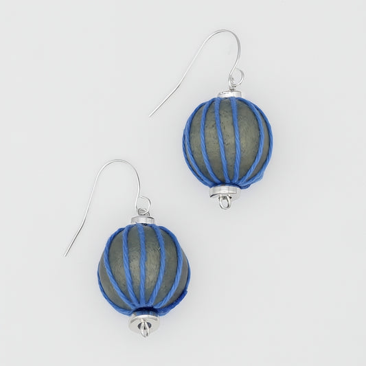 Gray Thread Wrapped Earring - Sylca Designs - Chunky Jewelry