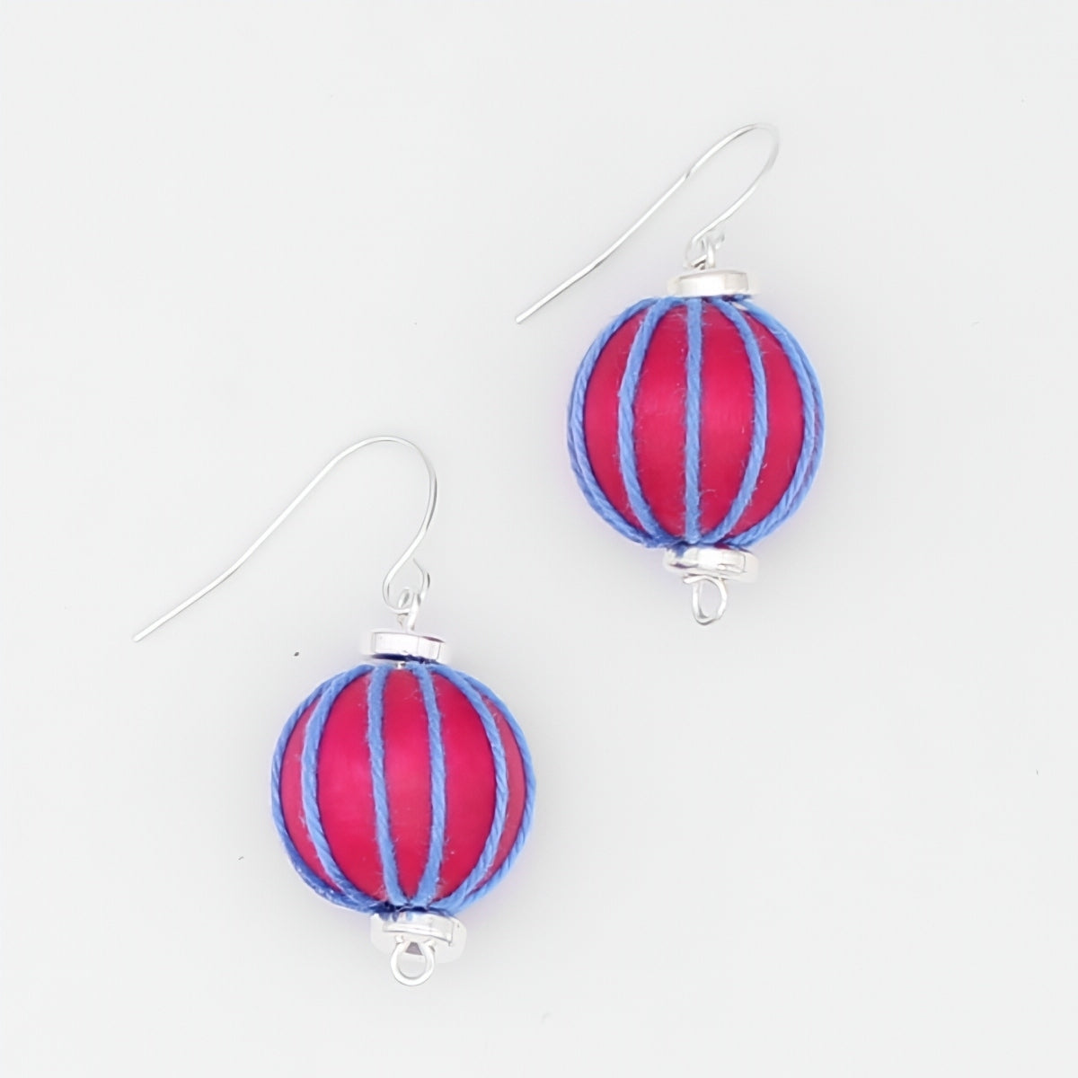 Pink Thread Wrapped Earring - Sylca Designs - Chunky Jewelry