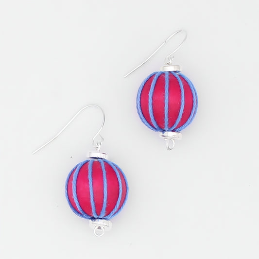Pink Thread Wrapped Earring - Sylca Designs - Chunky Jewelry