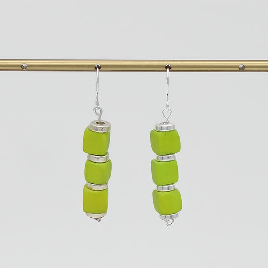 Lime Zuba Cube Earring - Sylca Designs - Chunky Jewelry