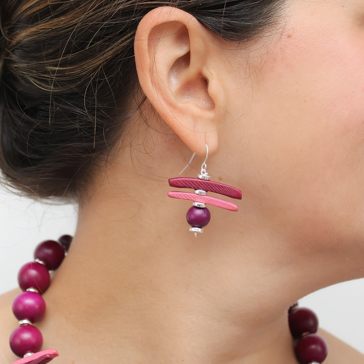 Fuchsia Skylar Coastal Aura Earrings - Sylca Designs - Chunky Jewelry