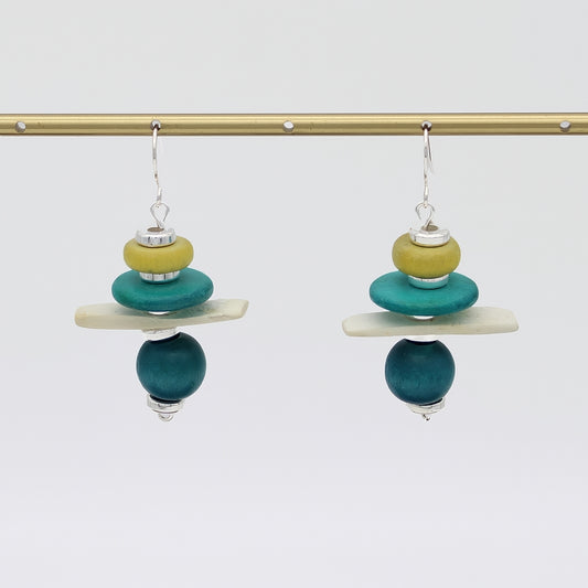 Turquoise and Yellow Radiance Earrings - Sylca Designs - Chunky Jewelry