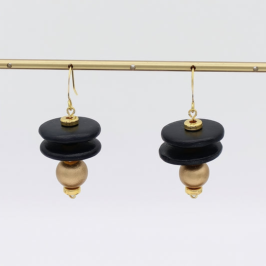 Black and Gold Amaris Earrings - Sylca Designs - Chunky Jewelry