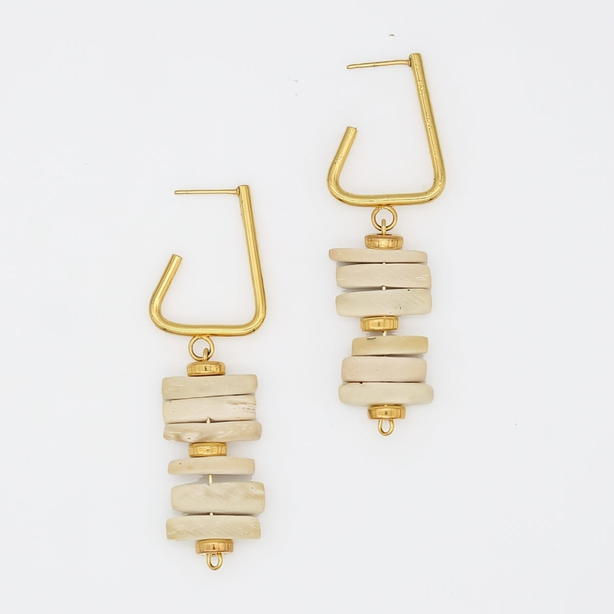 Ivory Stacked Drop Earrings - Sylca Designs - Chunky Jewelry