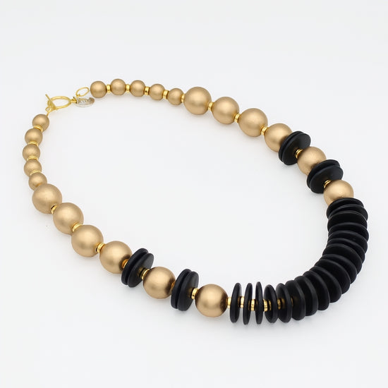 Black and Gold Amaris Necklace - Sylca Designs - Chunky Jewelry