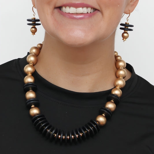 Black and Gold Amaris Necklace - Sylca Designs - Chunky Jewelry