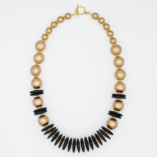 Black and Gold Amaris Necklace - Sylca Designs - Chunky Jewelry