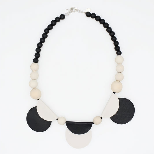 White Rae Half Moon Leather Statement Necklace