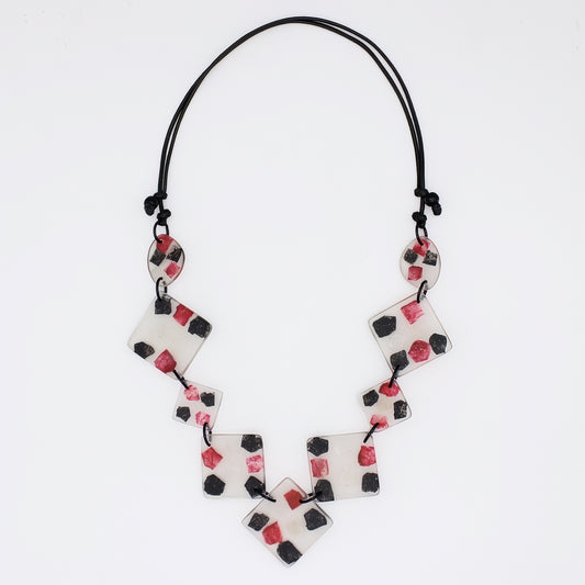 Geometric Crimson Frost Necklace