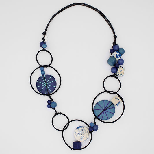 Blue Hayden Disk Necklace - Sylca Designs - Chunky Jewelry