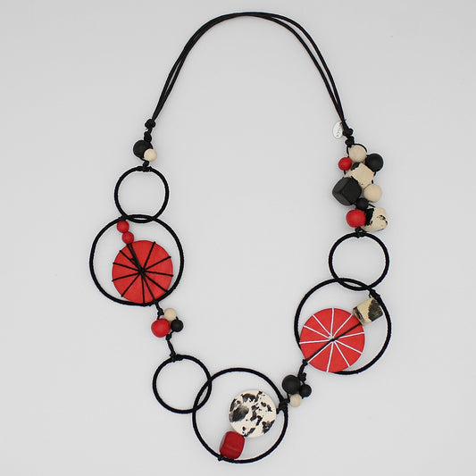 Red Hayden Disk Necklace - Sylca Designs - Chunky Jewelry