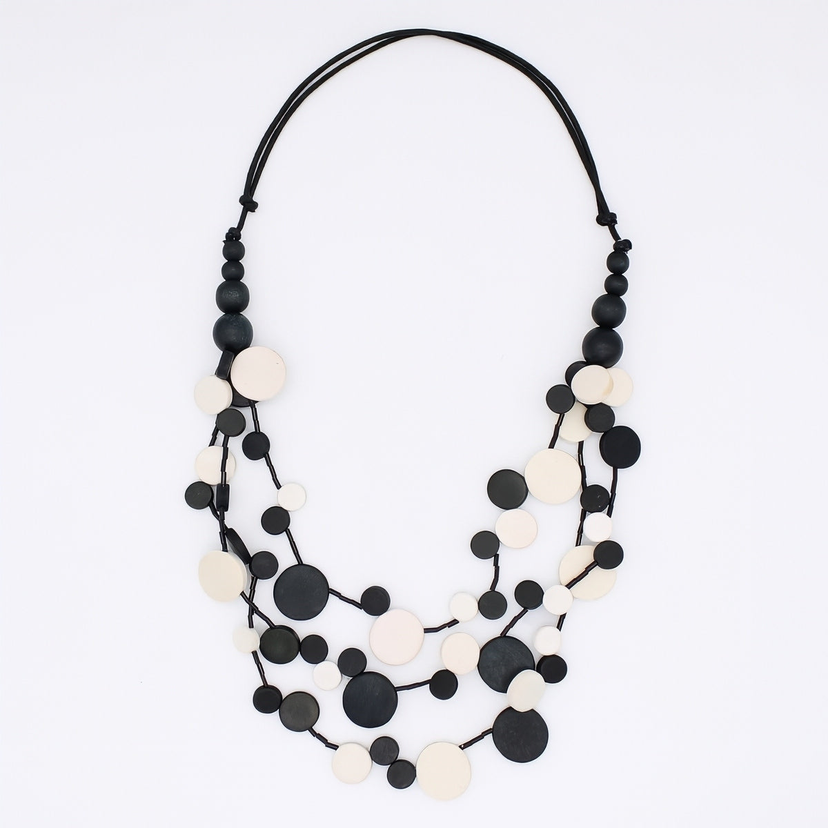Black and White Multi Strand Millie Necklace - Sylca Designs - Chunky Jewelry