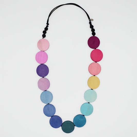 Wood Rainbow Bead Statement Necklace - Sylca Designs - Chunky Jewelry