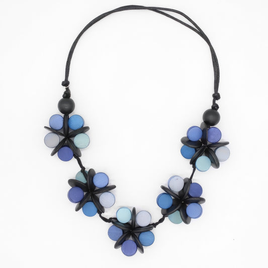 Blue Cascading Blooms Necklace