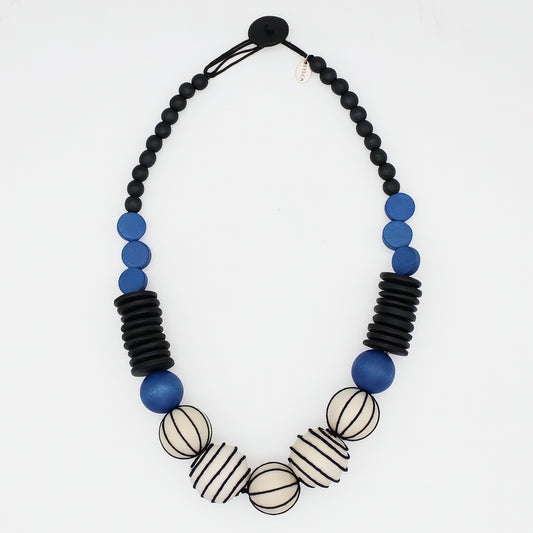 Blue Maris Threaded Ball Statement Necklace