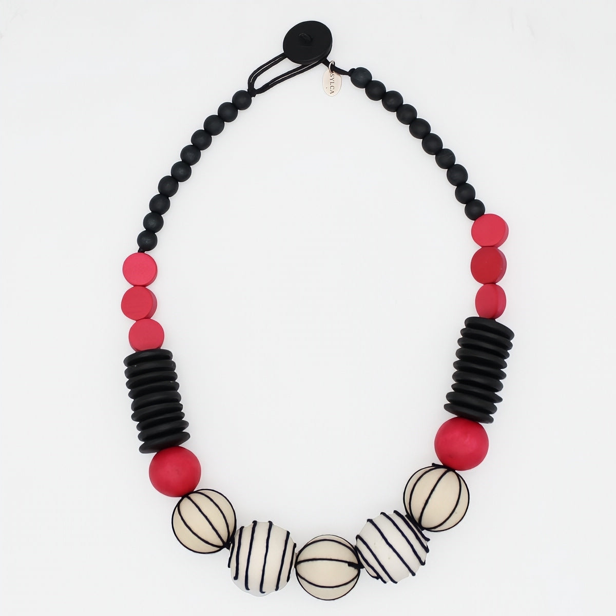 Raspberry Maris Threaded Ball Statement Necklace - Sylca Designs - Chunky Jewelry