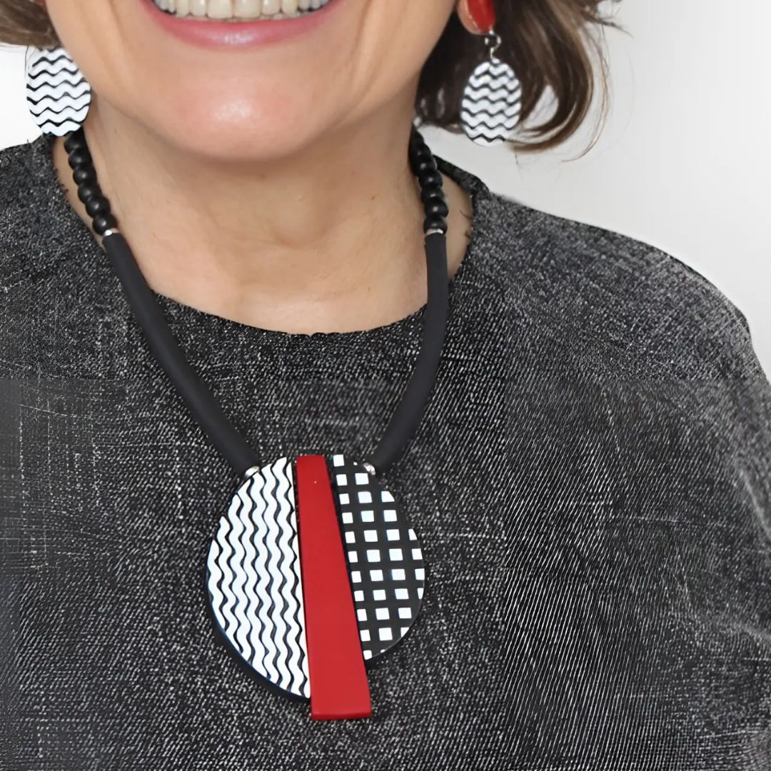 Red Lunetta Necklace - Sylca Designs - Chunky Jewelry
