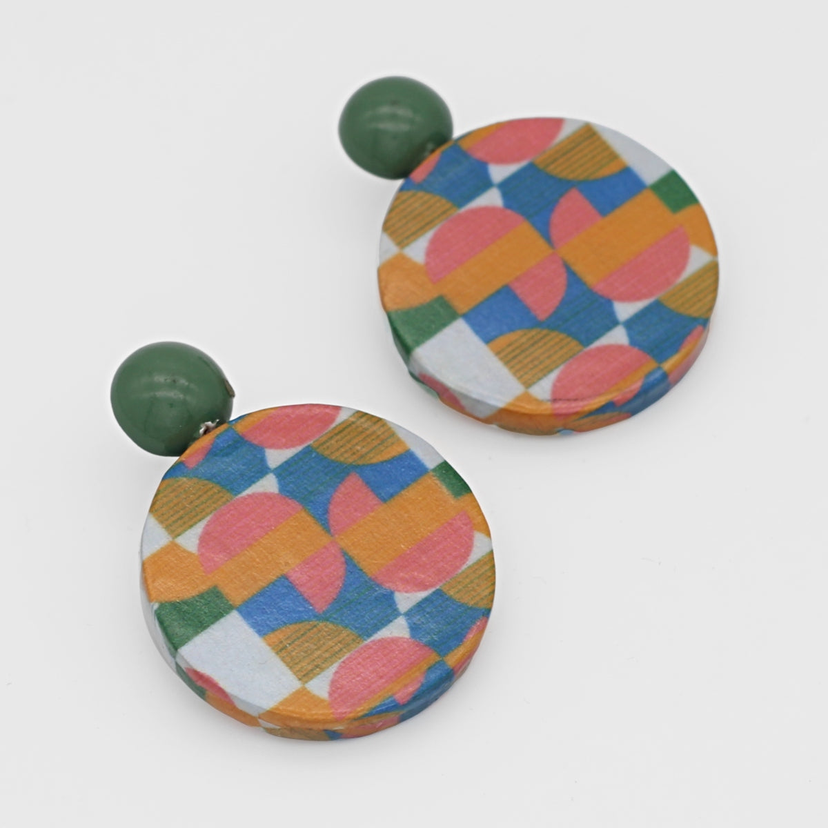 Multi Color Geometric Decoupage Earrings