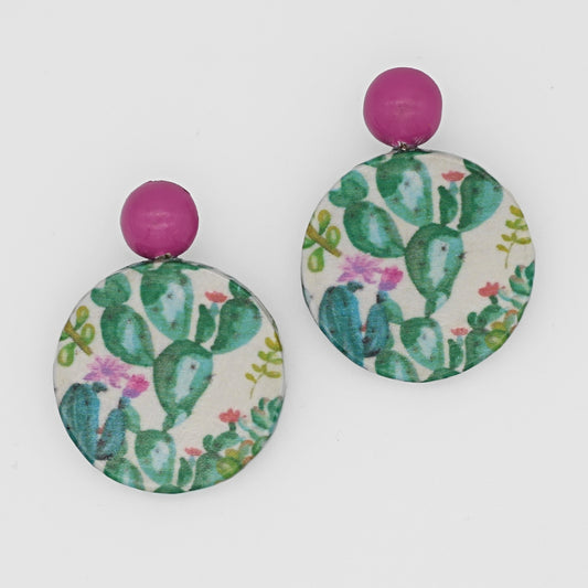 Cactus Decoupage Earrings - Sylca Designs - Chunky Jewelry