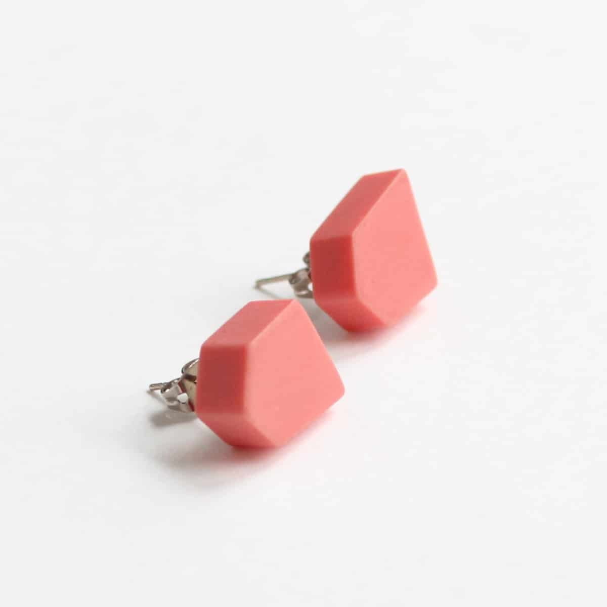 Geometric Pink Stud Earrings - Sylca Designs - Chunky Jewelry